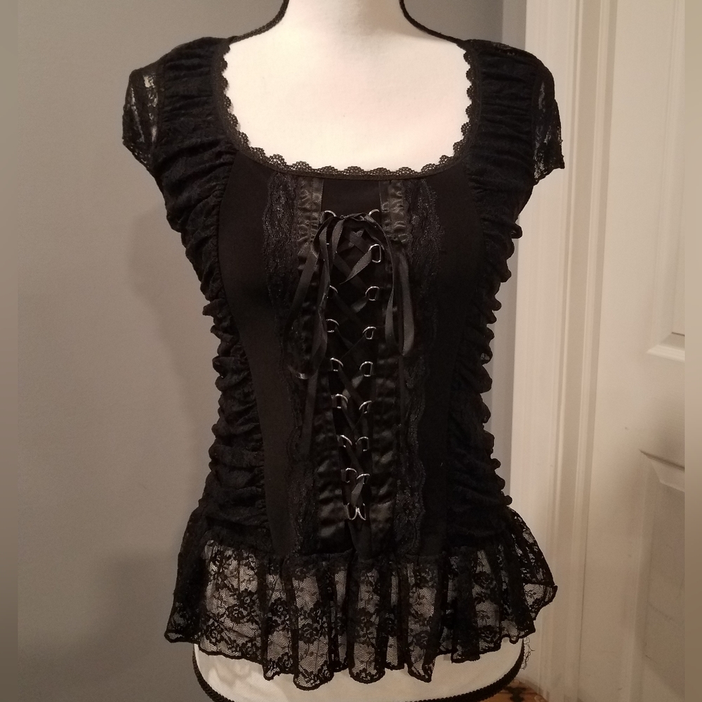 💥NEW LIST. NWOT. BLACK MISS MIMA SUPER HOT CORSET TOP. SIZE LARGE.